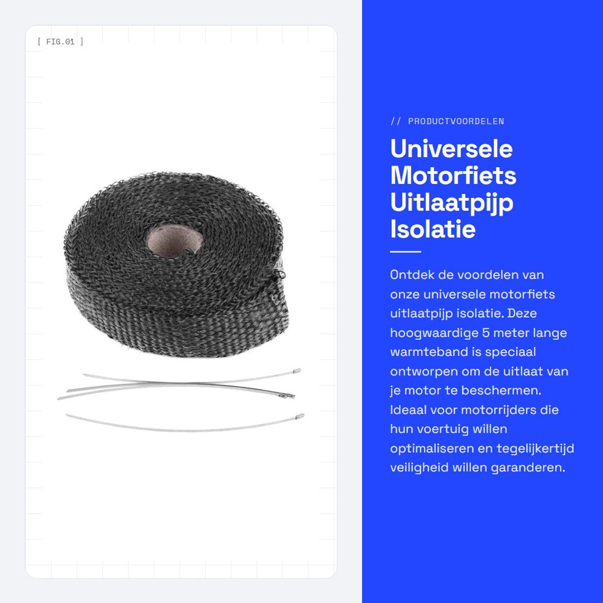 Dailygoods- Pijpisolatie 5m - Warmteverpakking - Isolatieband - Roestvrij Stalen Kabelbinders - Geluidsreductie - Temperatuurvermindering - Uitlaatband