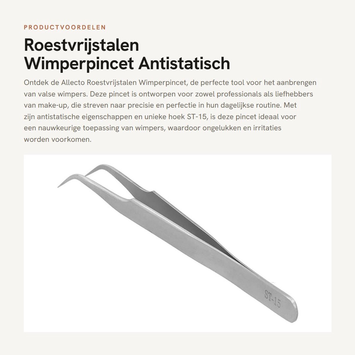 Dailygoods- Wimperpincet Roestvrij staal - Antistatisch - Draagbaar - Valse Wimper Tool - Precisiepunten - Eenvoudig te gebruiken - Wimpertool