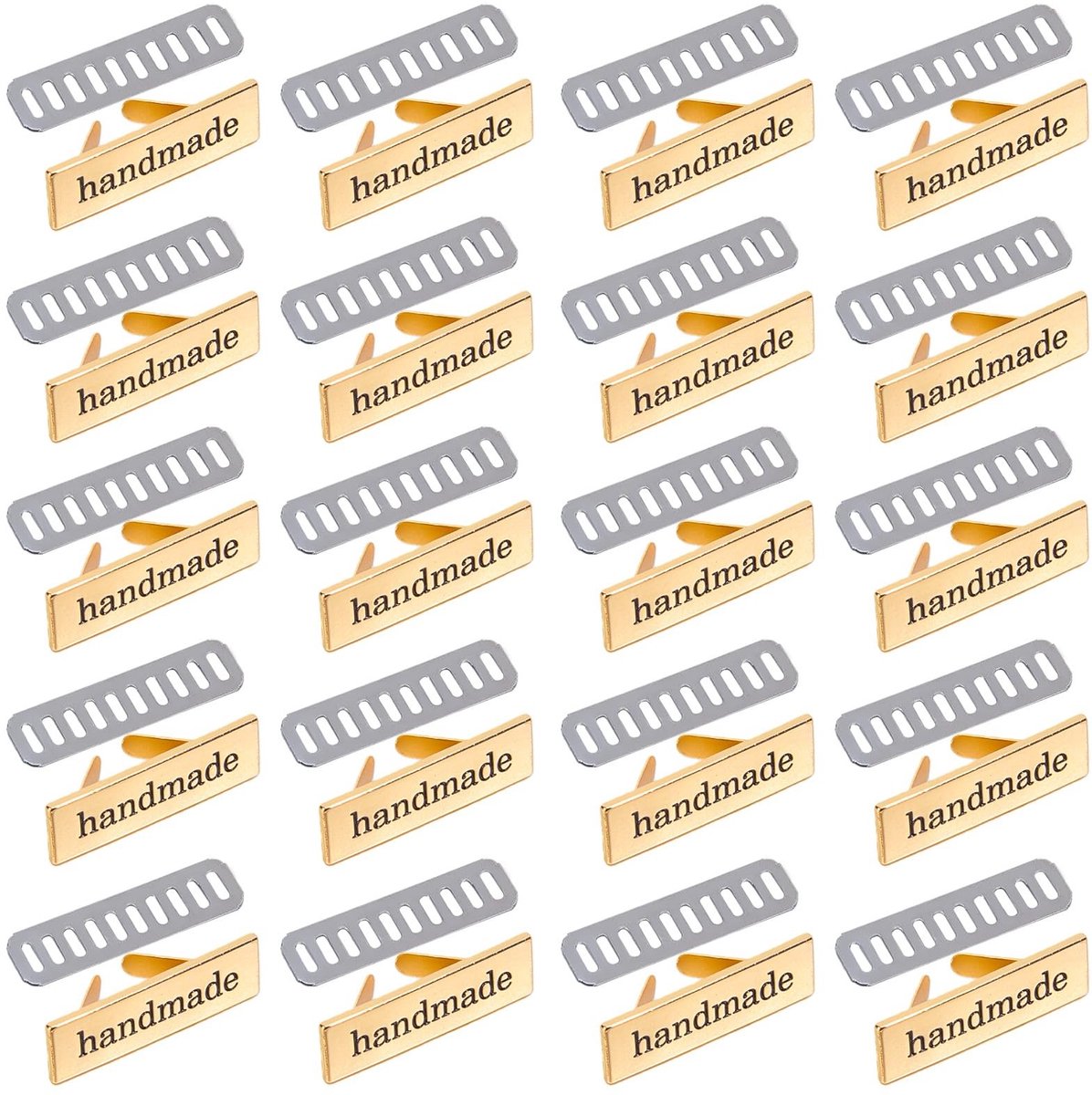 Dailygoods- Haaketiketten 10 stuks - Handgemaakte Etiketten - Metalen Etiketten - Multifunctionele Etiketten - Gouden Etiketten - 1,1 x 4 cm