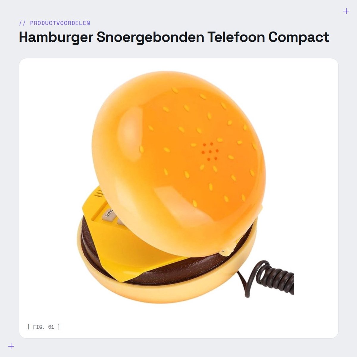 Dailygoods- Telefoon Snoergebonden - Hamburger Telefoon - Compact Analoog - Decoratief Ornament - Plug-and-play - Multifunctioneel - Hamburgertelefoon
