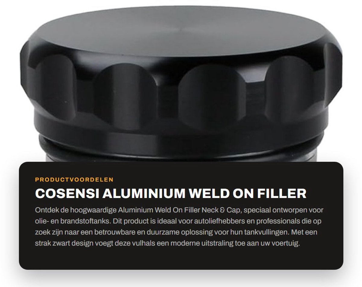 Dailygoods- Filler Neck Aluminium - Vulhals - Tankdop - Olie/Brandstof - Watertank - Geanodiseerde Afwerking 2.5