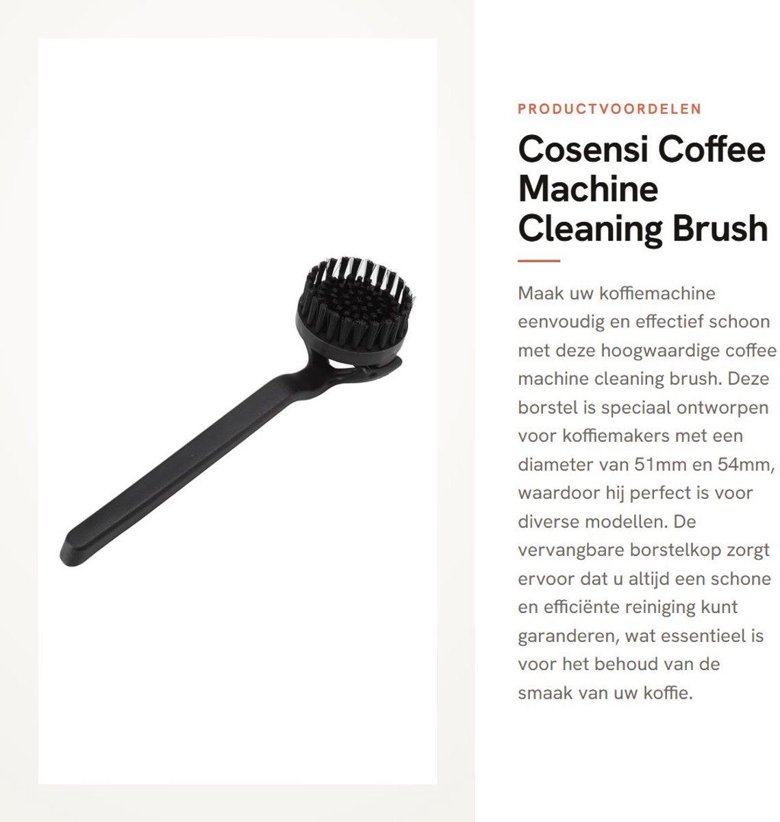 Dailygoods- Koffiemachine Borstel Vervangbaar - Hoogdruk Borstel - ABS Materiaal - Voor 51mm/54mm - Praktisch Schoonmaakgereedschap - Lichtgewicht 124g - Koffiemaker Borstel