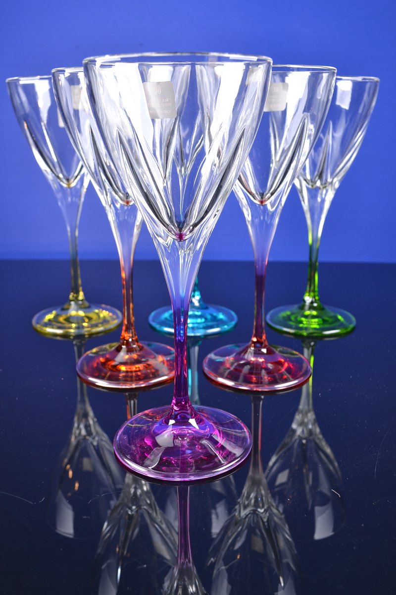 Luxe Gekleurde Wijnglazen – Set van 6 – 21 cl