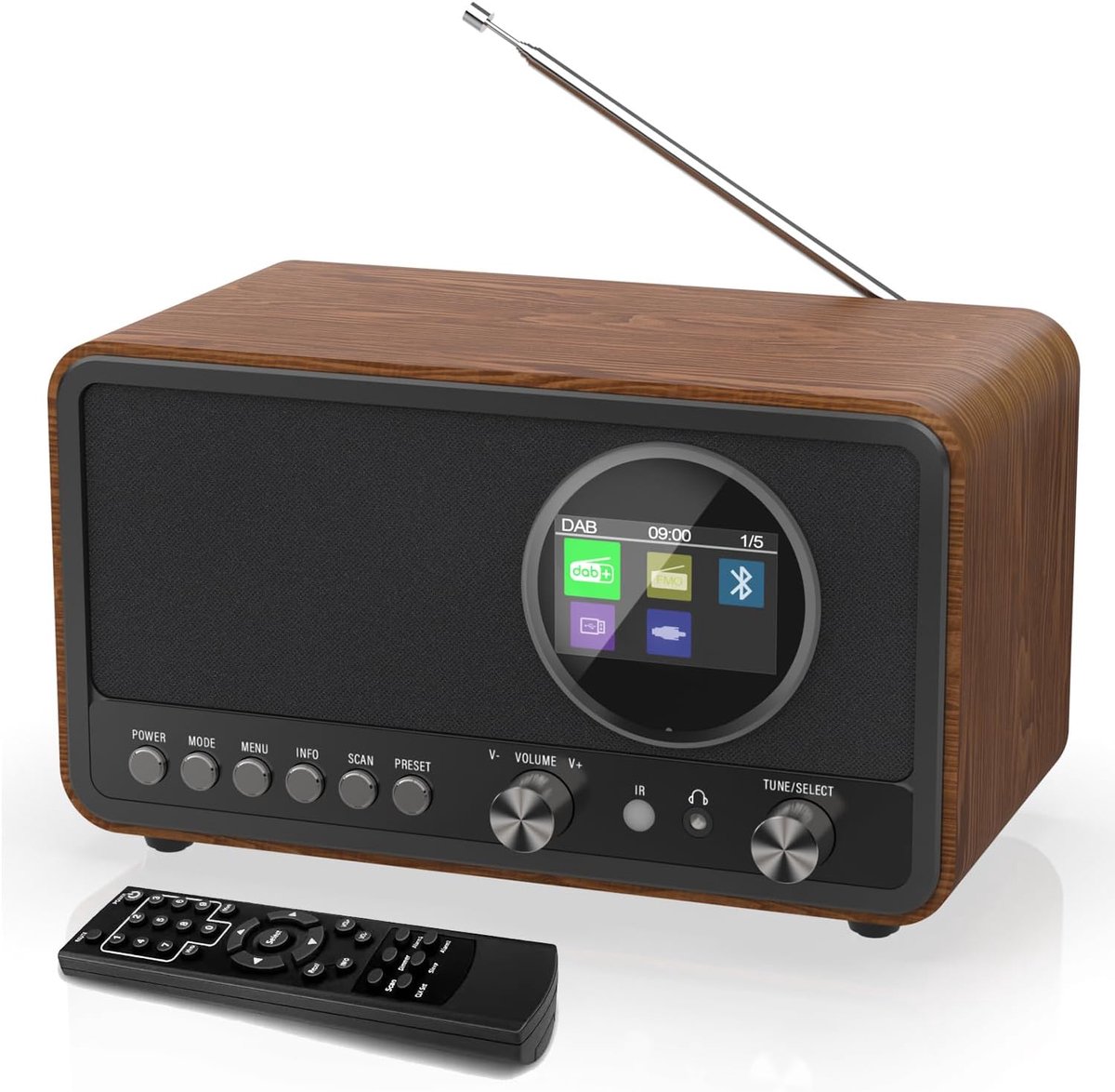 DAB Radio - Keukenradio FM - Muziek Luisteren - 60 Voorkeuzezenders - 16 x 21 x 12 cm - Zwart