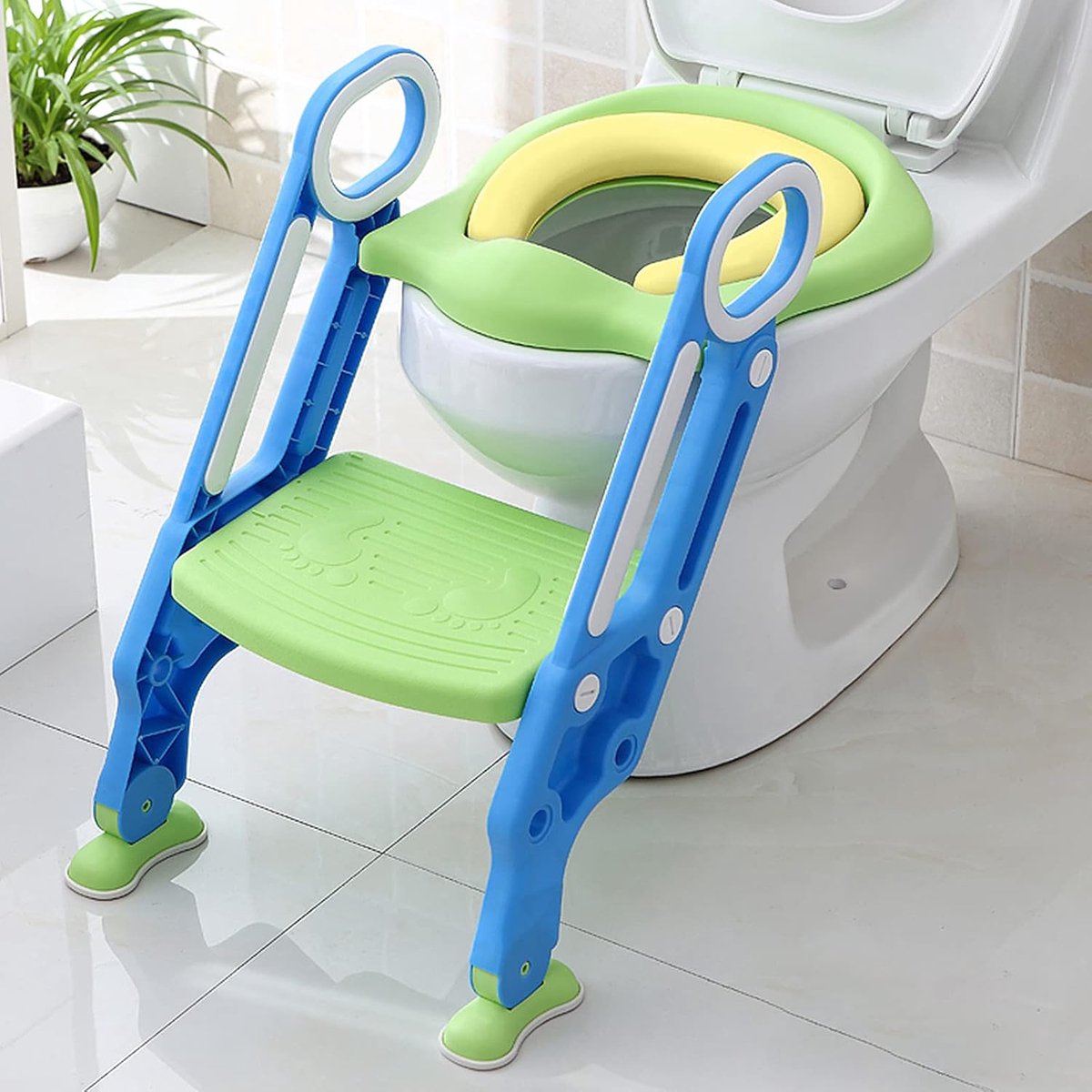 Toiletbril voor kinderen - Zindelijkheidstrainer - Onafhankelijk naar toilet - In hoogte verstelbaar - 1-7 jaar - Blauw groen