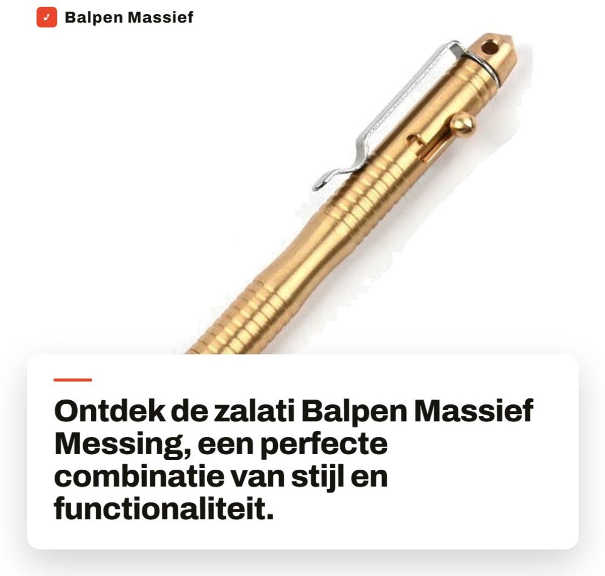 Dailygoods- Balpen Massief Messing - Intrekbare Vulpen - EDC Pen - Roestvrijstalen Clip - Duurzaam Ontwerp - Retro Charme