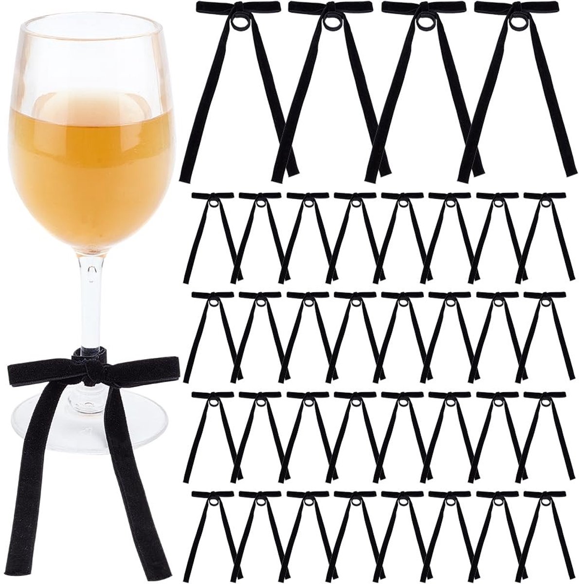 Dailygoods - 60 Stuks Zwarte Fluwelen Wijnglazen Bedels voor Feestdecoratie