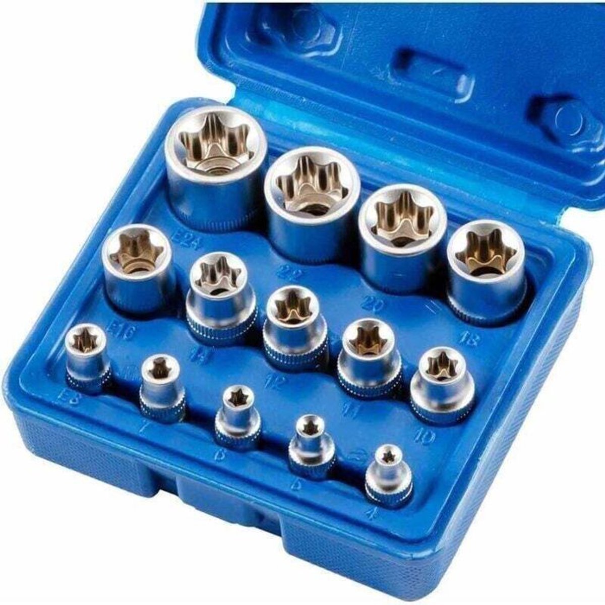 14-delige Torx-zeskantsleutelset - E4-E24 - Chroomvanadiumstaal - Inclusief opbergdoos