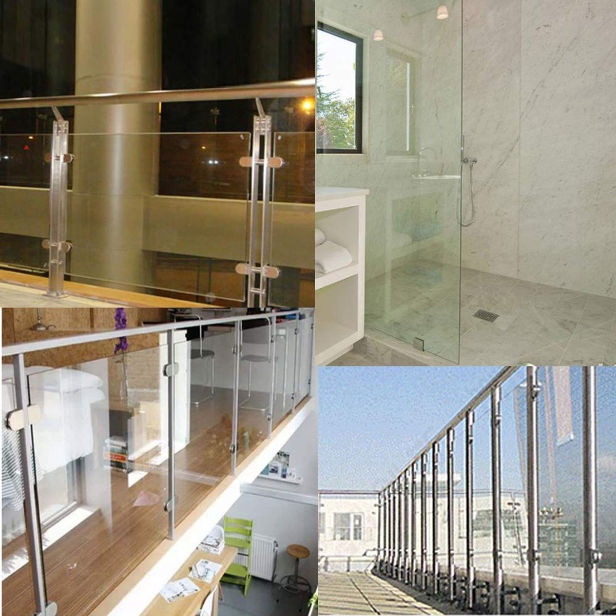 Dailygoods- Glasbeslag Maat M - 6 Stuks - Roestvrij Staal - Verstelbare Beugel - Inclusief Schroevendraaiers - Voor 8/10 mm Glas - Glassteun