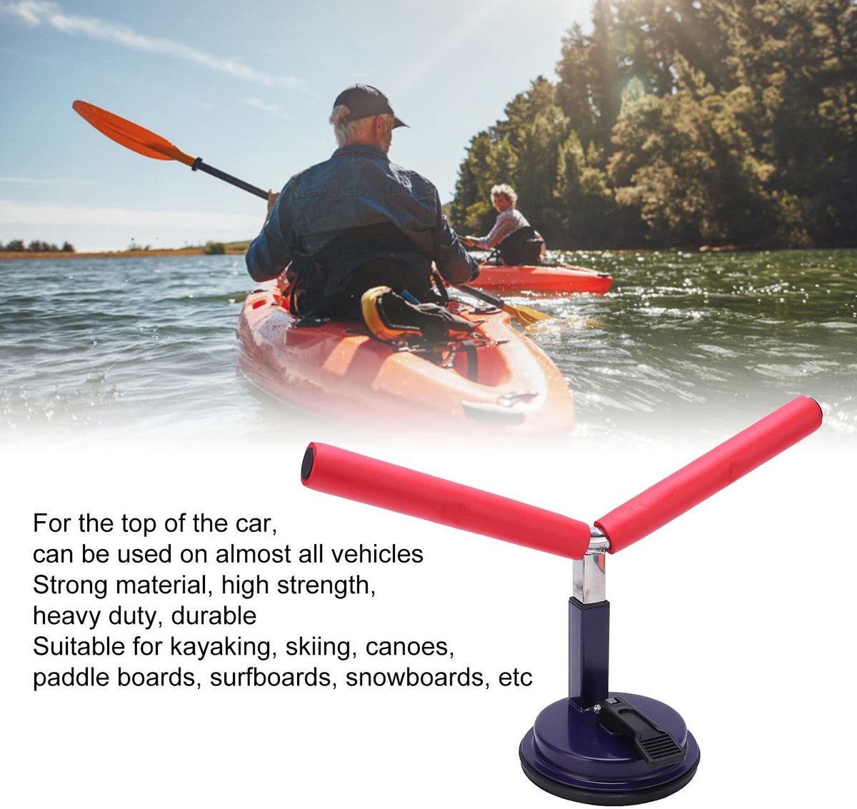 Dailygoods- Kajakimperiaal Heavy Duty - Aluminium - Antislip Zuignappen - Rood - Voor Auto - Mobiel Gebruik - Kajakdrager