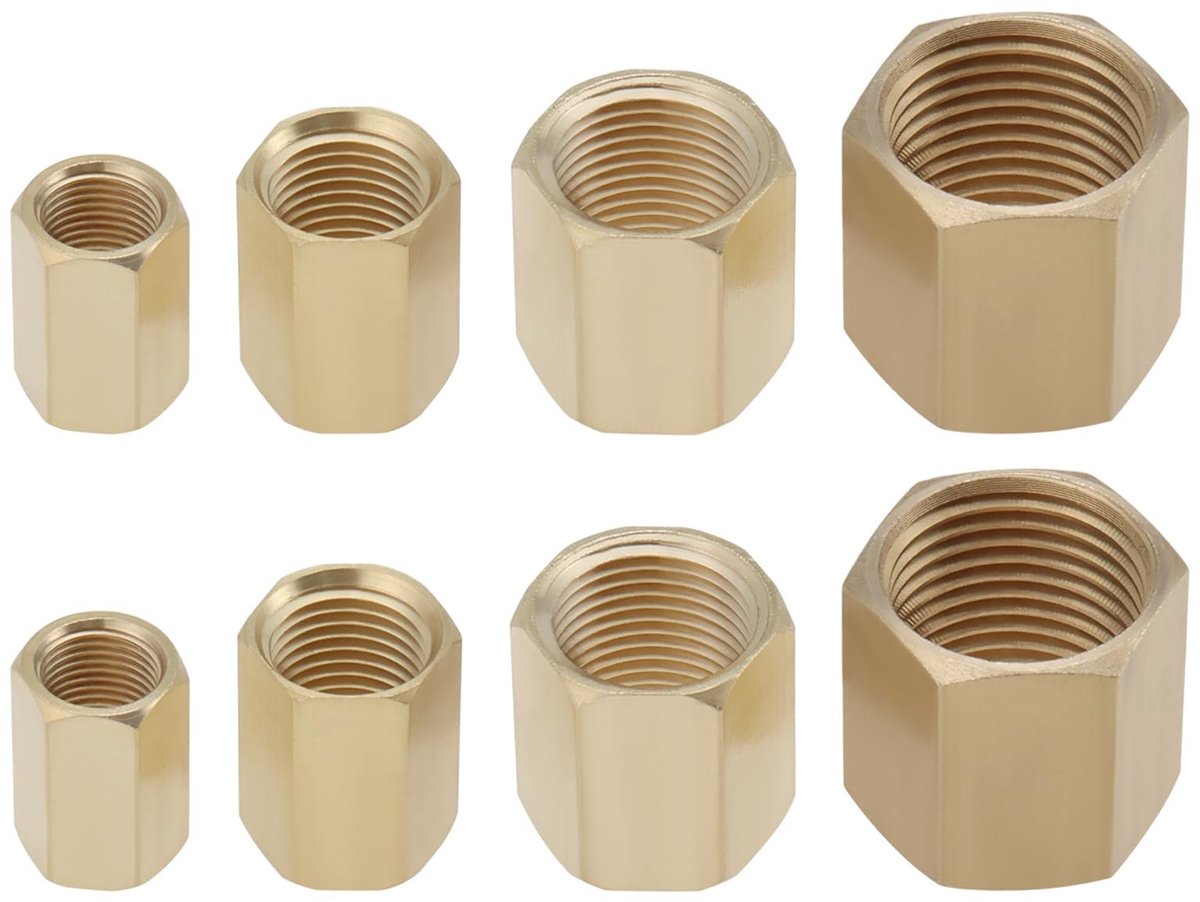Dailygoods Fittingen - 8PCS Messing Adapter - Duurzaam en Corrosiebestendig - Diverse Maten - Voor Lucht Water Brandstof - Geschikt voor Verschi...