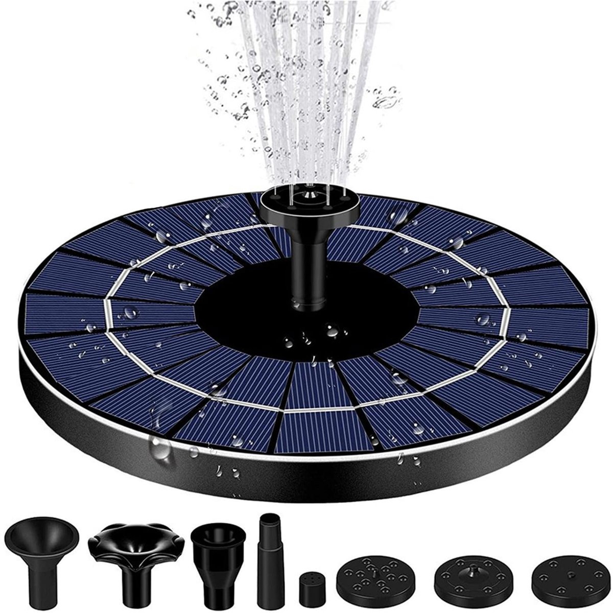 Dailygoods - Zonne-fonteinpomp - Sproeiers voor vijver - Drijvende fontein voor tuin - Zwart - Waterfunctie - Vogelbad - Geschikt voor buiten - Modern...