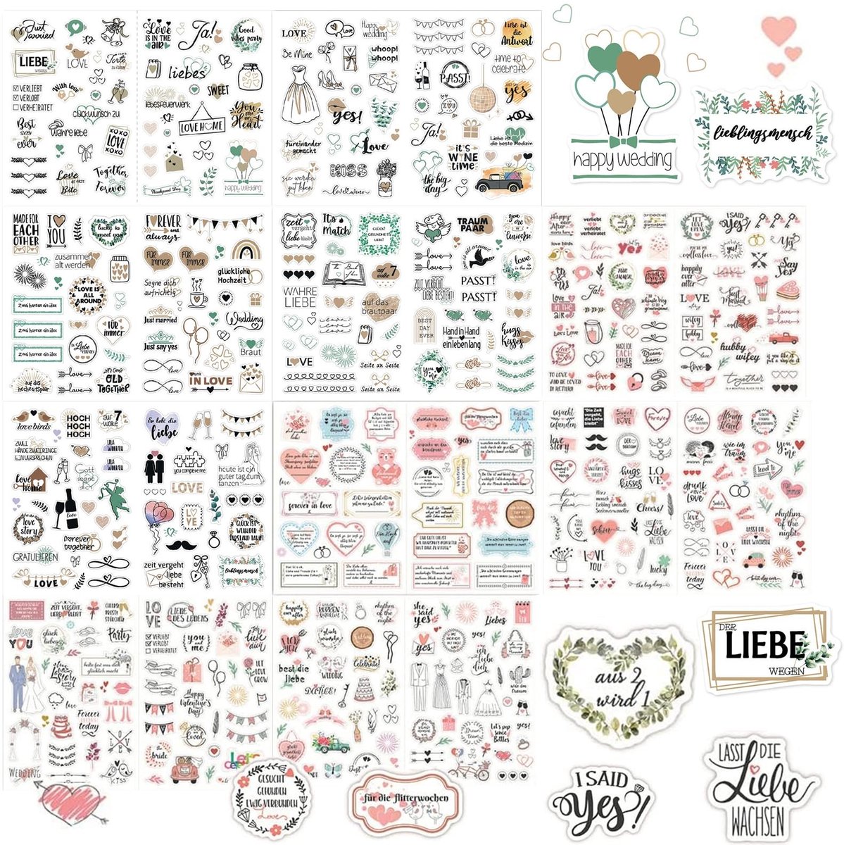 Dailygoods- Bruiloftsstickers 10 Stuks - Zelfklevende Gunststickers - Gastenboekstickers - Voor Fotoalbums/Karten/Geschenken - Hoogwaardig PVC-Materiaal - Decoratiestickers