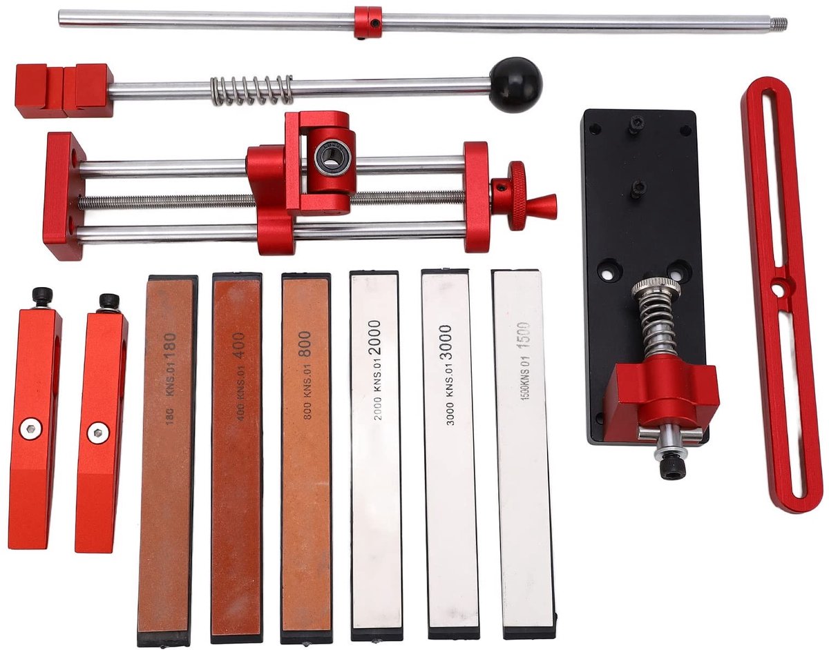 Dailygoods- Messenslijperset - Snel slijpend - Verstelbare Messenslijper - Roestvrijstalen Steunstang - Stevige Klemming - 360° Roterend Knooppunt