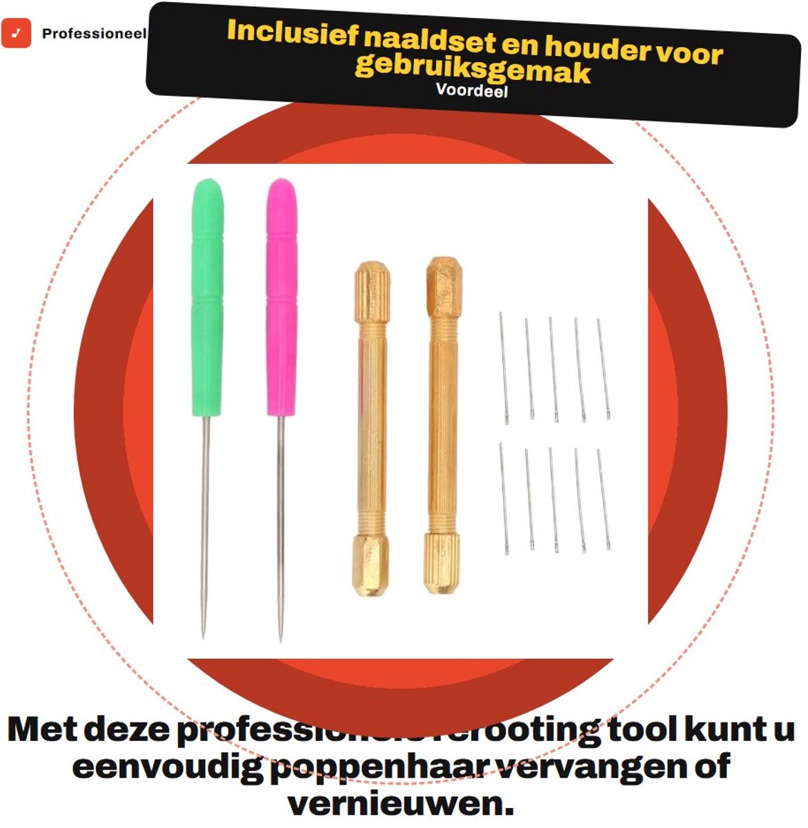 Dailygoods- Rerooting Tool Professionele Naaldset - Poppenhaar Beworteling - Reroot Gereedschap - Accessoires voor Pruik - DIY Pop Haar Bewerking - Inclusief Houder - Poppenhaargereedschap