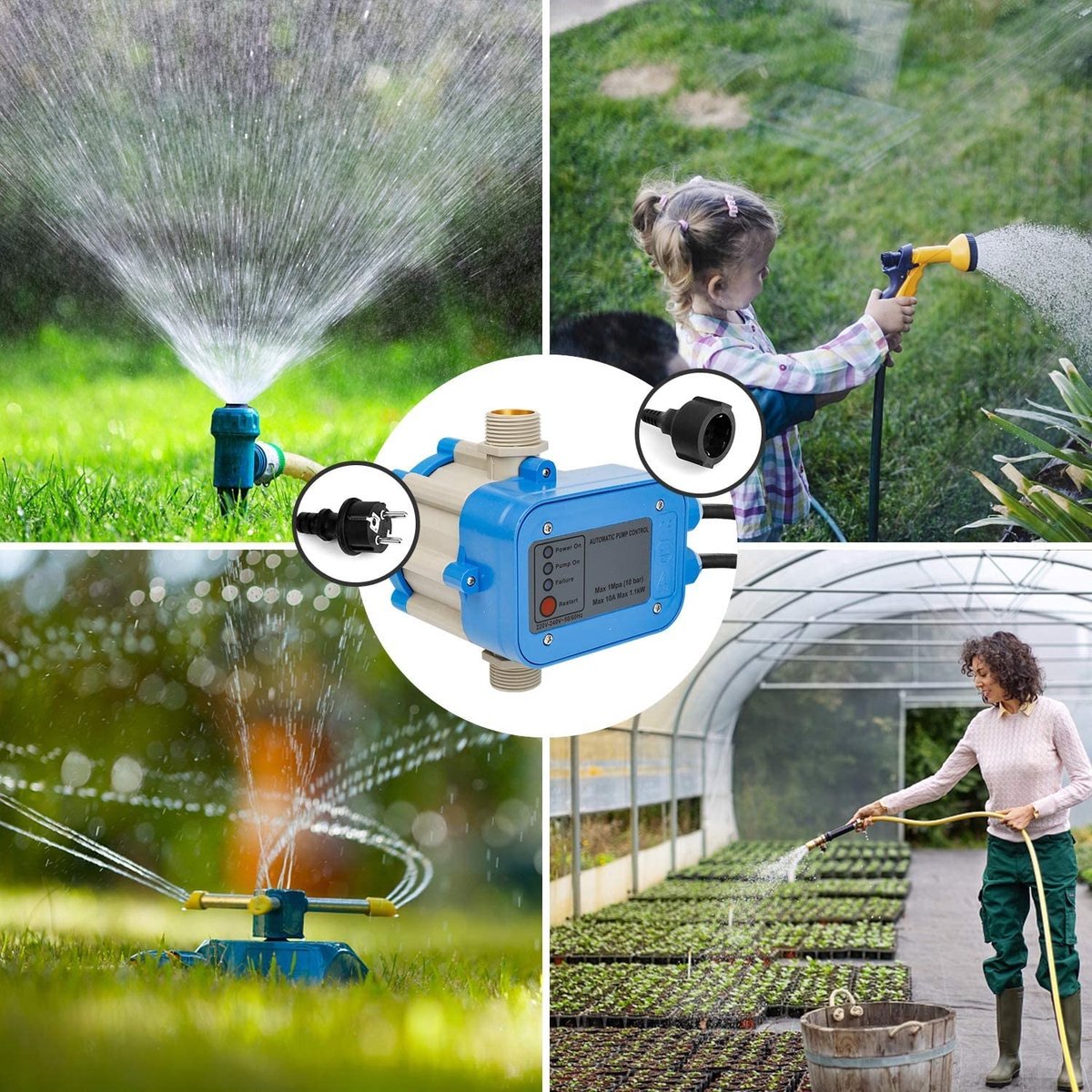 Dailygoods - Elektronische Pompbesturing - Drukbewaker 10 Bar - Ideaal voor Tuin en Dieptebronnen - Blauw - Drukregeling voor Pompen - Betrouwbare Wat...