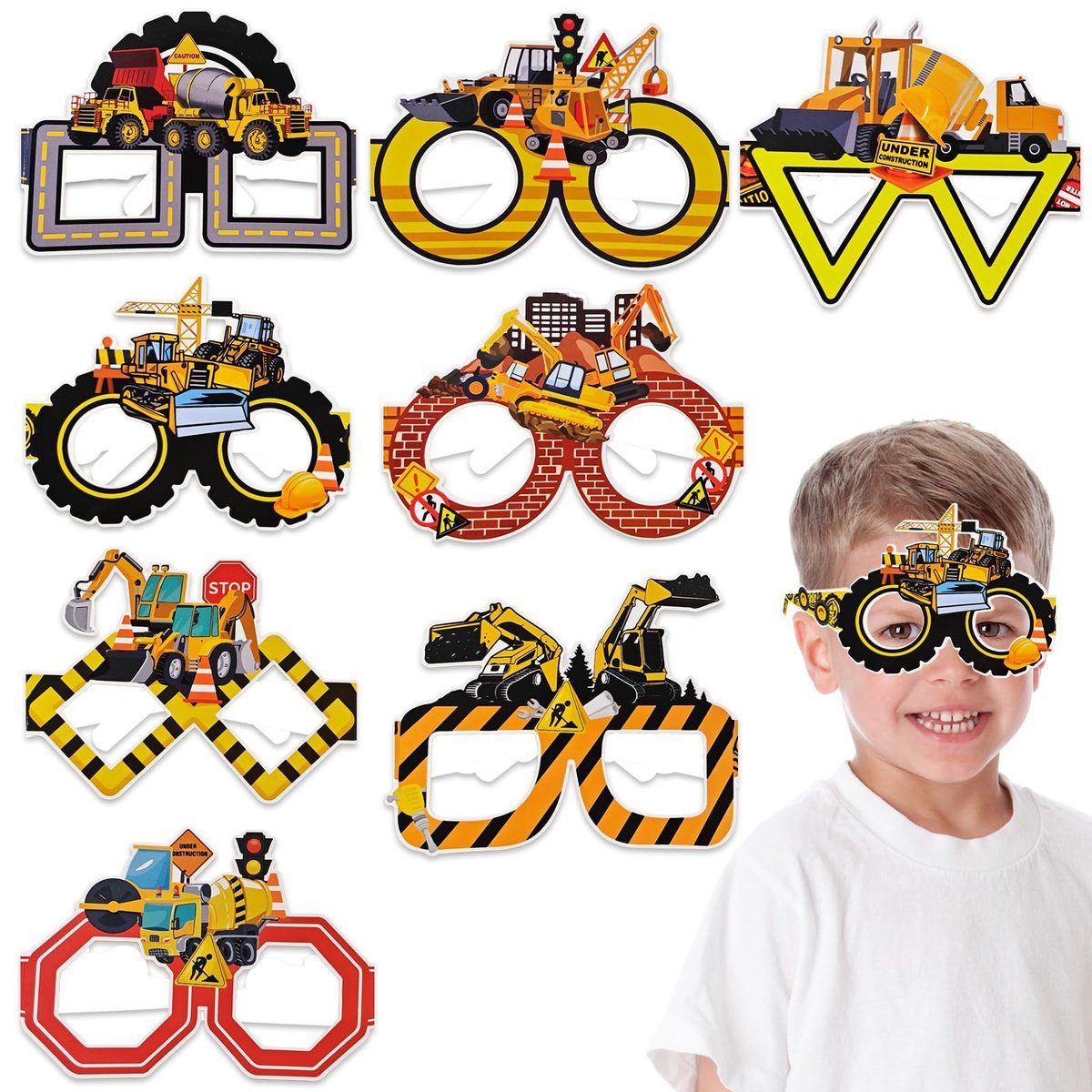 Dailygoods- Graafmachine Feestbrillen - 16 Stuks - Unieke Ontwerpen - Papier - Fotoprop - Ideaal Feestcadeau