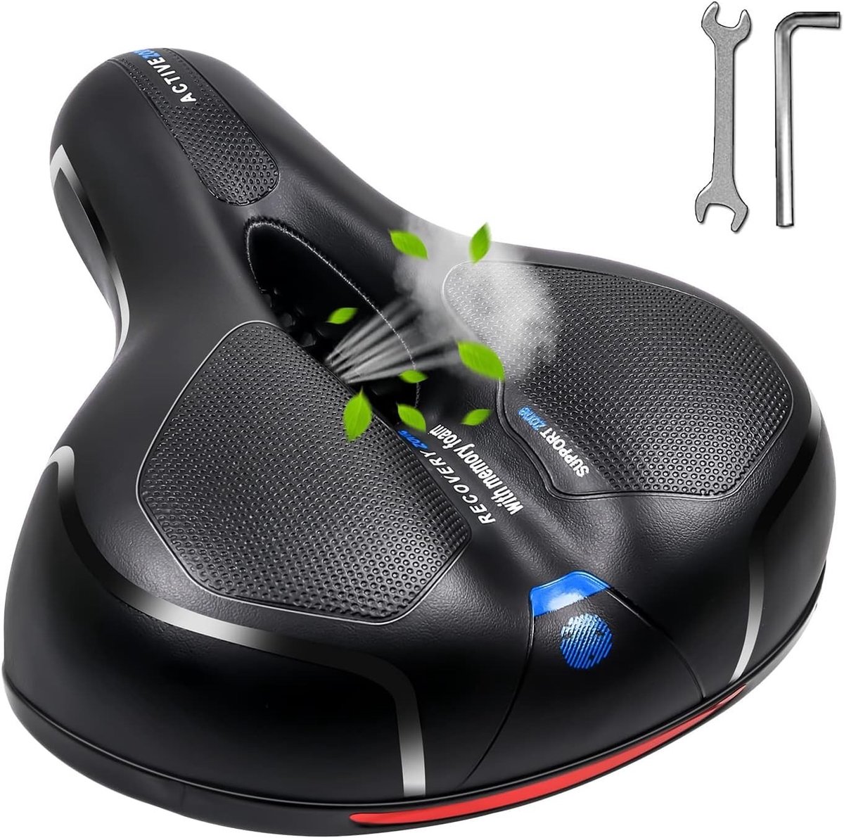 Dailygoods- Fietszadel Comfortabel - Waterdicht - Slijtvast - Geschikt voor Mountainbike/Racefiets - Eenvoudig te monteren - Inclusief Achterlicht - Fietsstoel