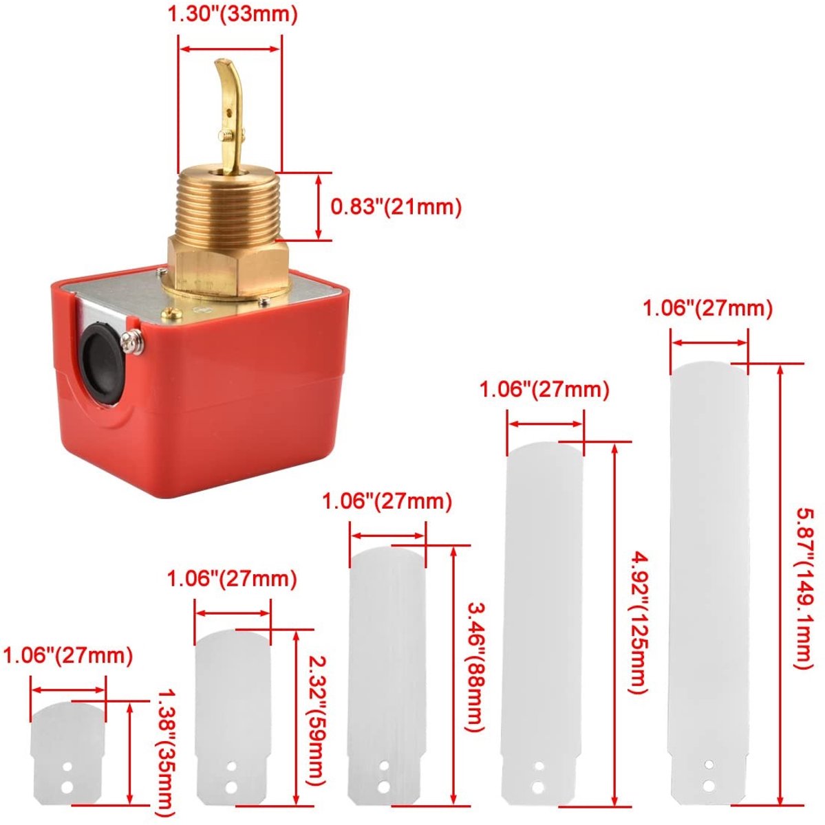 Dailygoods - Water Flow Control Valve - HFS-25 - 15A 250VAC - PT1 - Water Paddle Flow Control Switch - Geschikt voor koelsystemen - 1 stuk