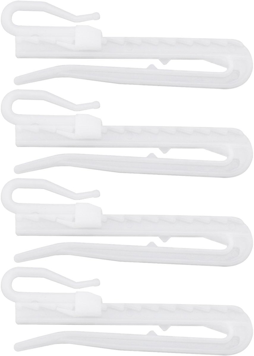 Dailygoods- Gordijnhaken 70mm Verstelbaar - Kunststof - Plooihaken - Vergrendelend - 100 Stuks - Geschikt voor 6,5cm Gordijntape - Gordijnclips