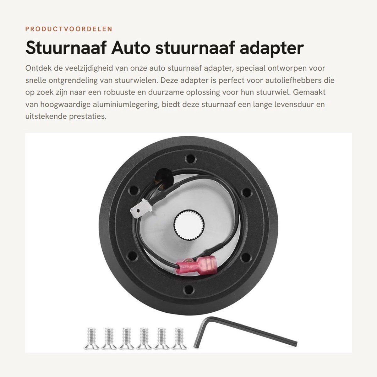 Dailygoods - Stuurnaaf - Auto stuurnaaf adapter - Hoogwaardige aluminiumlegering - Universeel formaat - Snelontgrendeling stuurwiel - Geschikt voor Ec...