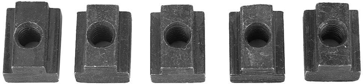 Dailygoods- T-groefmoer 5 Stuks - Zwarte Oxide - Kwaliteitsklasse 8,8 - Koolstofstaal - Nauwsluitend - Duurzaam - T-nut