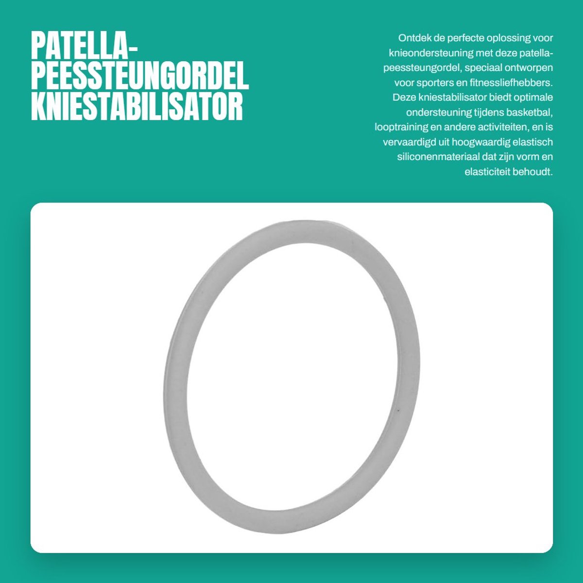 Dailygoods- Patella-peessteungordel - Kniestabilisator - Siliconen - Elastisch - Verstelbaar - Duurzaam materiaal - Ondersteuning bij sportactiviteiten - Knieband