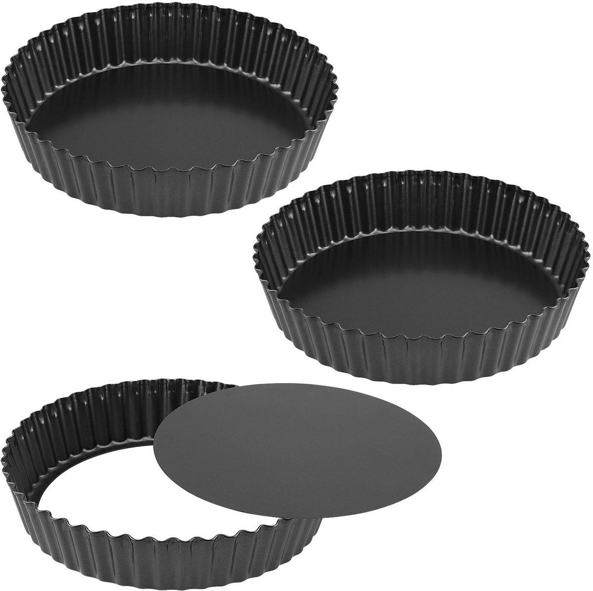 Dailygoods- Quichepan 22 cm - Antikleef - Verwijderbare Bodem - Gecanneleerd - Duurzaam Koolstofstaal - Ideaal voor Taarten en Quiches - Taartvorm