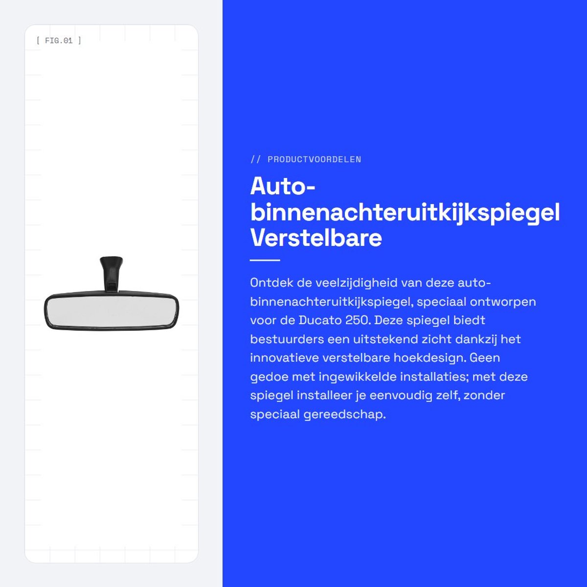 Dailygoods- Achteruitkijkspiegel Verstelbaar Hoekdesign - Groot Ontwerp - Eenvoudige Installatie - Compatibel met Ducato 250 - Verbeterde Rijervaring - Optimaal Zicht - Binnen Spiegel