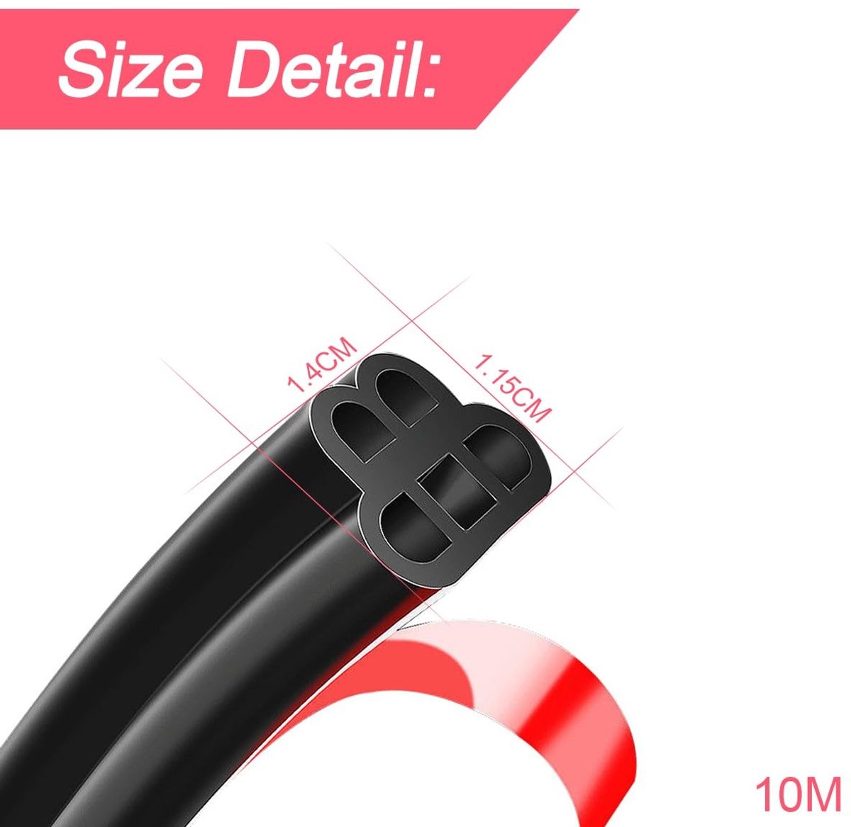 Dailygoods- Afdichtingstape Waterdicht - Rubber - 10 Meter - Zelfklevend - 5-gaats - EPDM - Voor Motorvoertuigen - Autoafdichtstrip