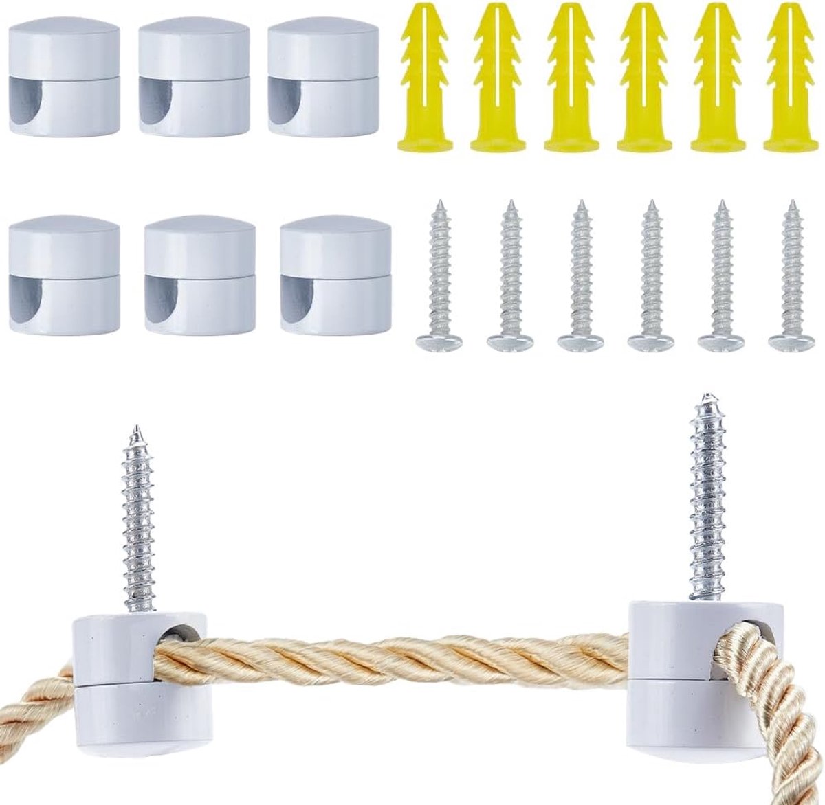 Plafondhaken - Hanglamp haken - Draden organiseren - Aluminium materiaal - 8 stuks - Wit