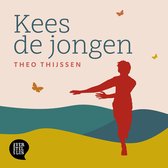 Boek "Kees de jongen" van Theo Thijssen, met een rode jongen silhouet, vlinders en golvend landschap.