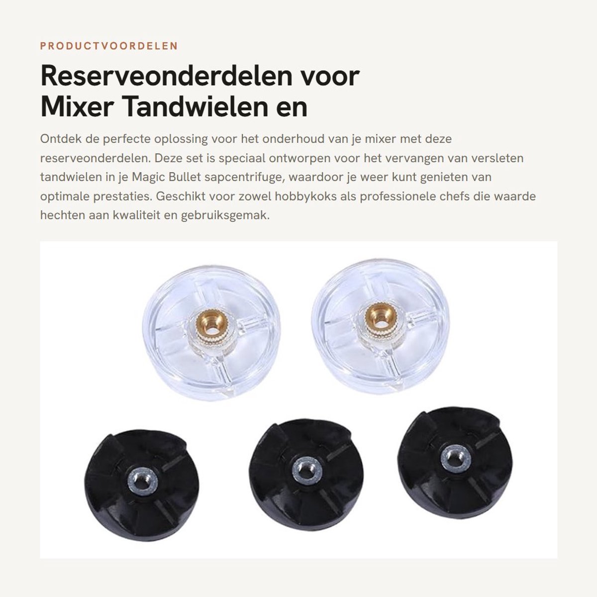 Dailygoods- Reserveonderdelen voor Mixer - 5 Reservetandwielen - 2 Basistandwielen - 3 Lemmettandwielen - Kunststof/Rubber/Metaal - Geschikt voor Magic Bullet - Mixeronderdelen