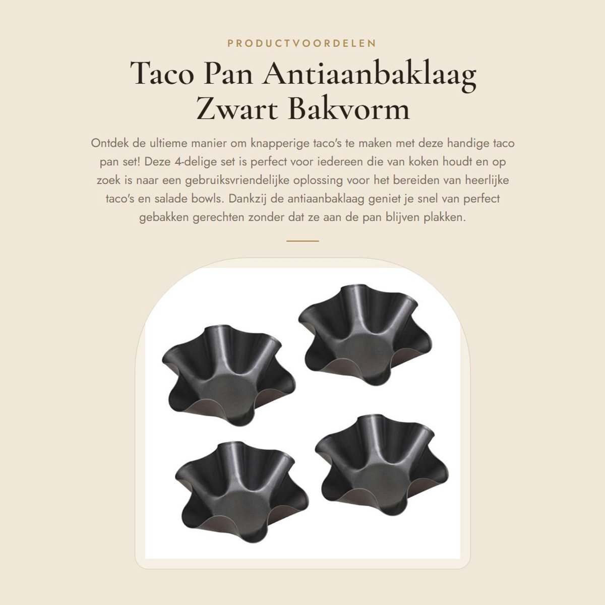 Dailygoods- Taco Pan - 4 Stuks - Antiaanbaklaag - Vaatwasmachinebestendig - Koolstofstaal - Hittebestendig tot 50 graden Fahrenheit - Taco Schaal