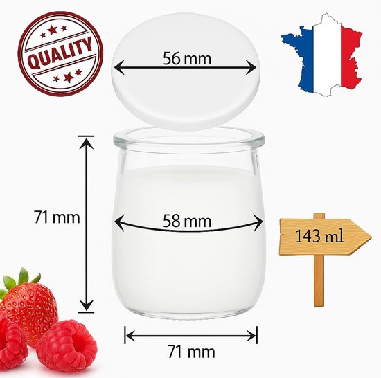 Yoghurtpotten Glas - Bewaren Potjes - Zelf Maken - Inclusief Deksel - 143 ML - Transparant — afbeelding 2
