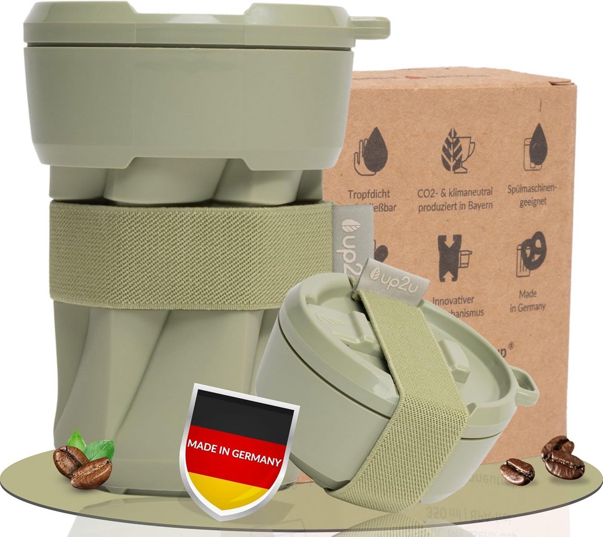 Opvouwbare koffiebeker Herbruikbare mok Drinken onderweg Klimaatneutraal geproduceerd 350 ml Vanilla