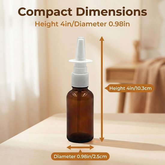 Dailygoods- Neusspray Fles 10 ml - Lege Glas Flessen - Set van 6 - Fijne Mist Sprayers - Perfect voor Reizen - Geschikt voor Cosmetica - Sprayfles van Dailygoods — afbeelding 2