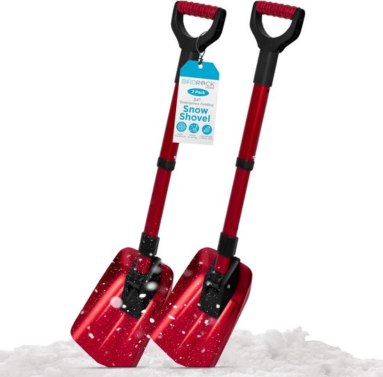 Opvouwbare Sneeuwschuiver - Noodschep Winter - Auto Vrij Maken - Lichtgewicht Aluminium - 86.4 cm - Rood