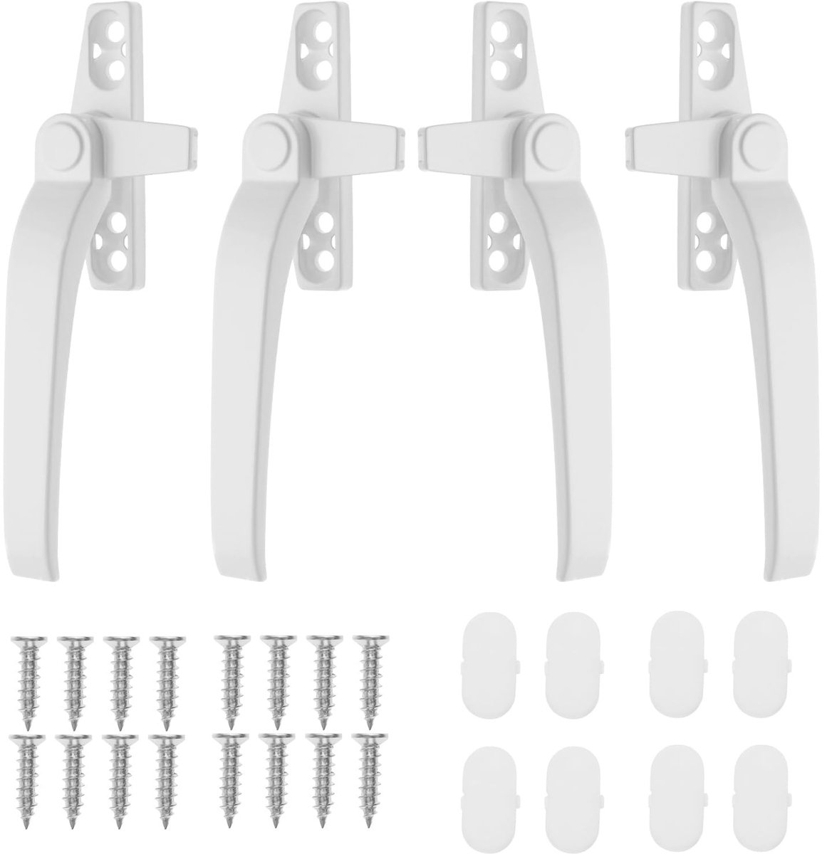 Dailygoods- Raamgreep Universele Vervanging - 4 Set - Zinklegering - Bevestigingsschroeven - Rechts/Linkerhand - Duurzaam en Veilig - Raamhandgreep