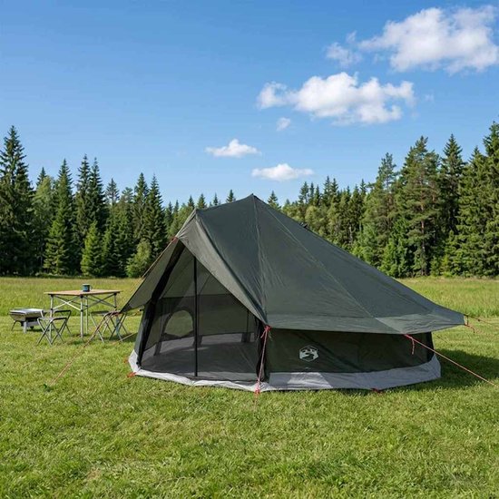 vidaXL - Tipi - Tent - Leger - Groen - 800 - x - 800 - x - 430 - cm - Polyester - en - Staal van Vidaxl — afbeelding 3