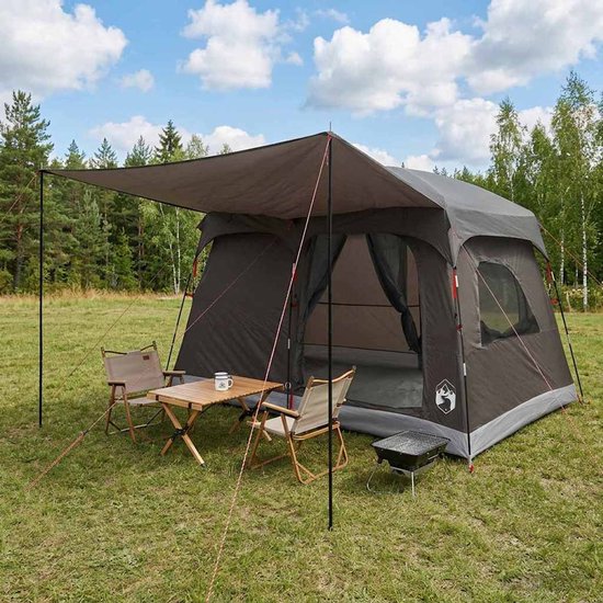 vidaXL - Familietent - 8-persoons - Bruin - Grijs - Polyester van Vidaxl — afbeelding 4