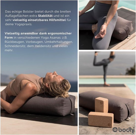 Yoga Bolster Vierkant - Yogakussen Groot - Restorative Yoga - Biologisch Katoen - 63.5 x 26.5 cm - Donkerblauw — afbeelding 3