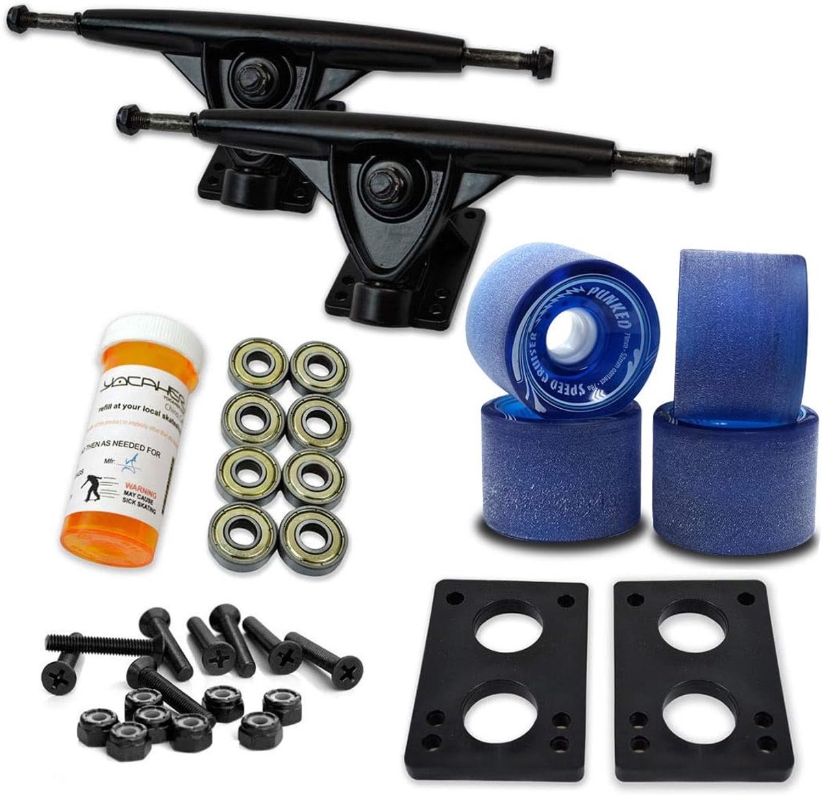 Longboard Skateboard Set Cruiser Wielen Set Skateboarden Onderdelen Reverse Kingpin Trucks 71mm Wielen
