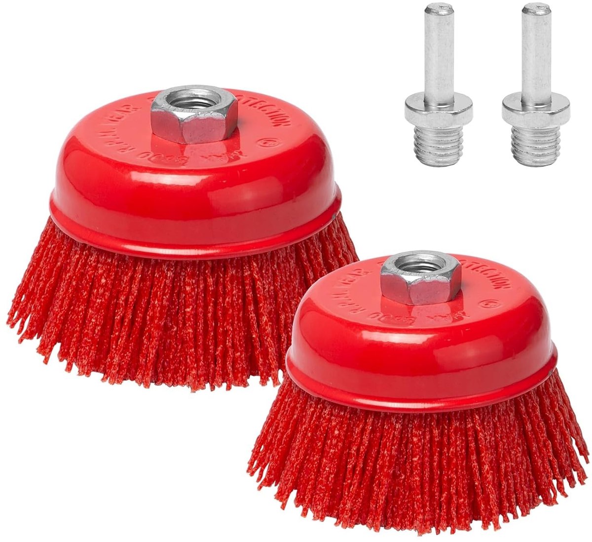 Dailygoods - Set van 2 Nylon Schuurborstels - Roestverwijdering - Diameter 75 mm - Voor Boormachines en Slijpmachines - Ideaal voor Metalen Reiniging...