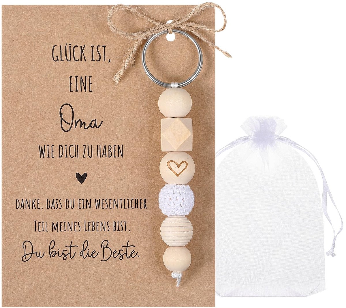 Dailygoods- Gelukssleutelhanger Duitse Gelukssymboliek - Geluksbrenger - Cadeautje voor Oma - Bedankje - Handgemaakt - Persoonlijke Verpakking