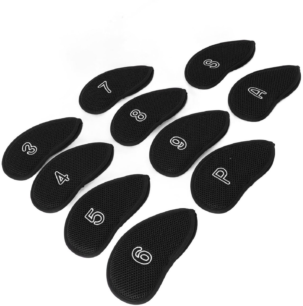 Dailygoods- Golfclub Hoofdomslag Ademend Nylon - Golfijzeren Covers - 10 Stuks - Lichtgewicht - Haak/Lussluiting - Geschikt voor Toernooien - Golfclubcovers