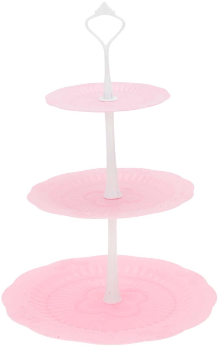Dailygoods- Taartdisplay 3-laags - Cupcake Houder - Ronde Serveerschaal - Verstelbaar - Duurzaam PP-materiaal - Geschikt voor Feesten - Cupcakehouder