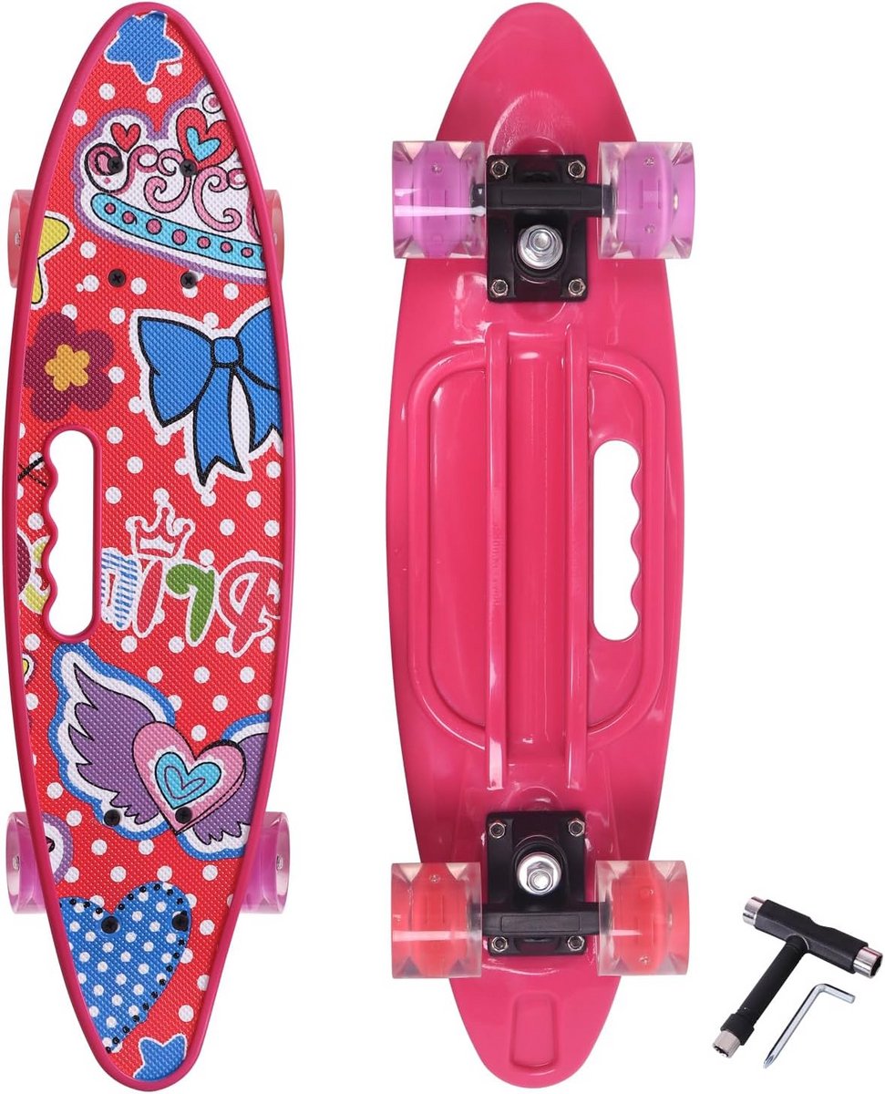 Compleet Skateboard Trickboard Beginners Leren 9-laags Esdoorn Dek 59.44 x 17.27 cm Rose Prinses