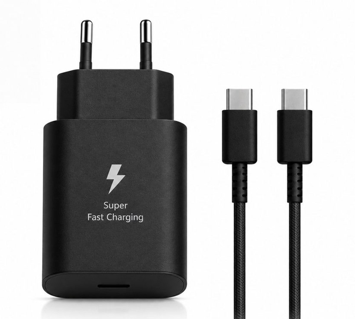 Samsung Super Snel Oplader met USB-C naar USB-C Kabel Zwart - Super Fast Charging voor Samsung, Apple, Huawei, Xiaomi, Honor, Oppo