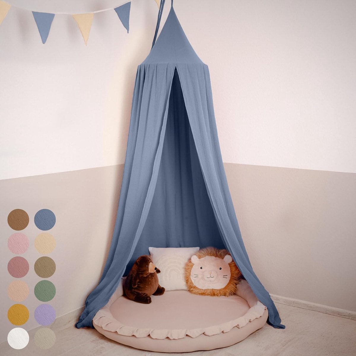 Hemeltje Kinderkamer - Bedhemel Decoratie - Gezellige Sfeer Creëren - 100% Mousseline Katoen - 270 cm - Meerdere Kleuren